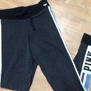 VS Pink Yoga Leggings - Charcoal and Stripe